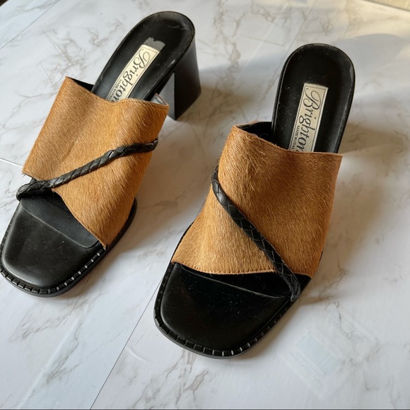 Brighton Tan and Black Heeled Mules - Picture 2 of 7